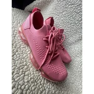 Women’s PINK La Sheela Stretch Mesh Lace Up Bubble Athletic Knit Sneakers Size 6